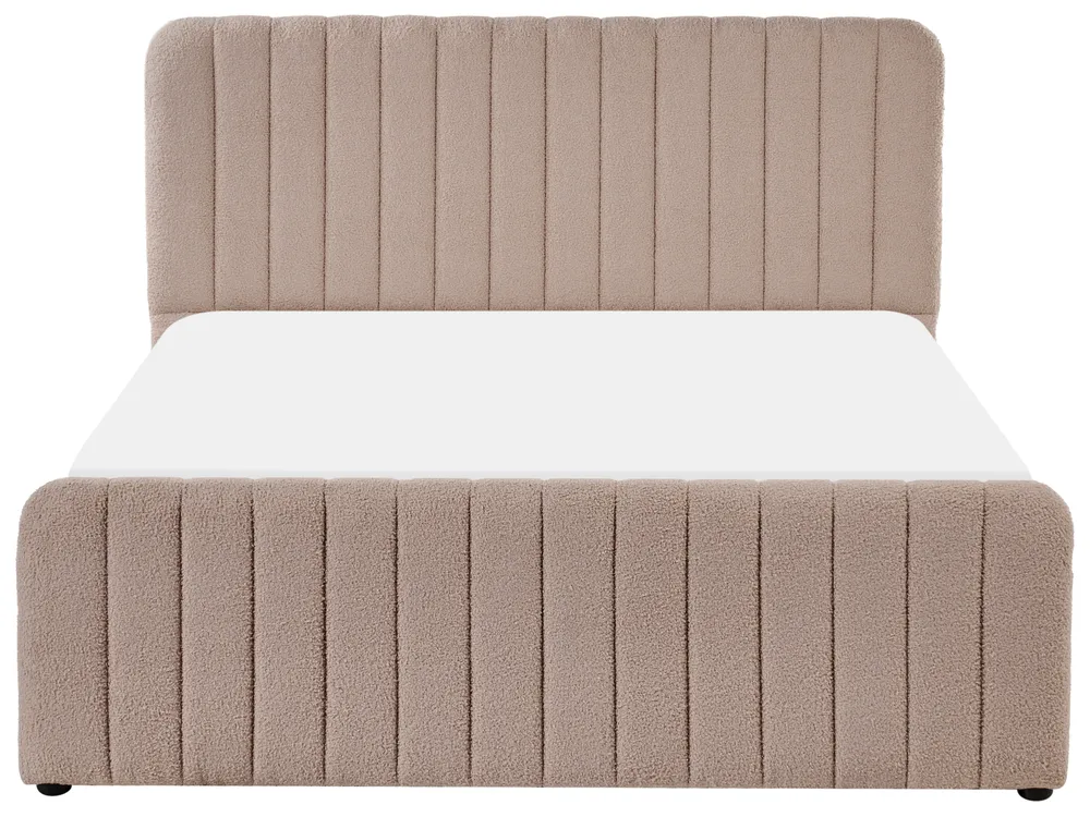 Bett mit Stauraum LUNAN Bouclé Taupe 140 x 200 cm_1048562