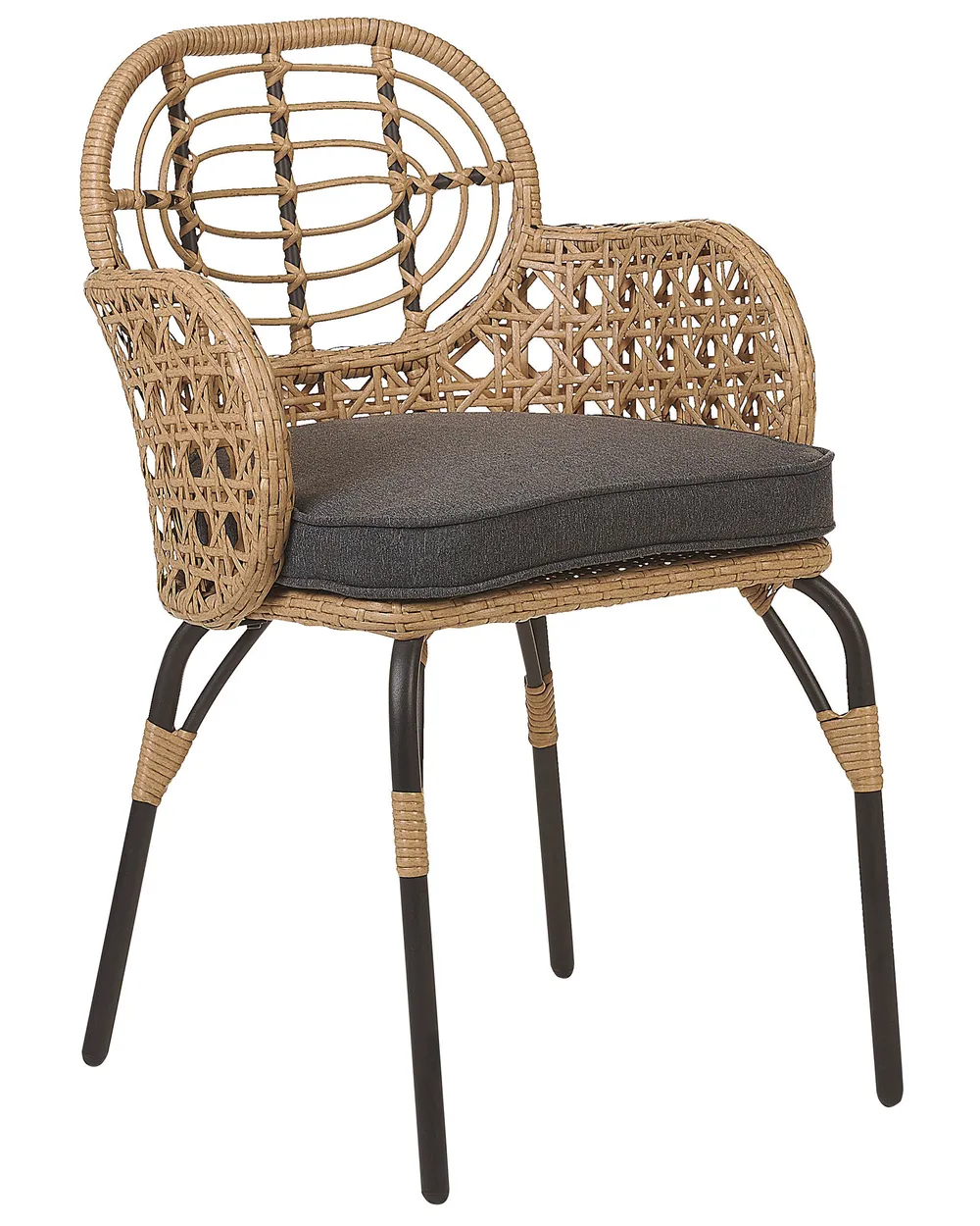 Set mit 4 Stühlen und Sitzkissen PRATELLO Polyrattan Naturfarben_868020