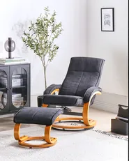 Massagestuhl HERO mit Fußstütze Stoff Schwarz_954174