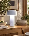 Kabellose LED Tischlampe BESOS mit Dimmer Metall Weiß