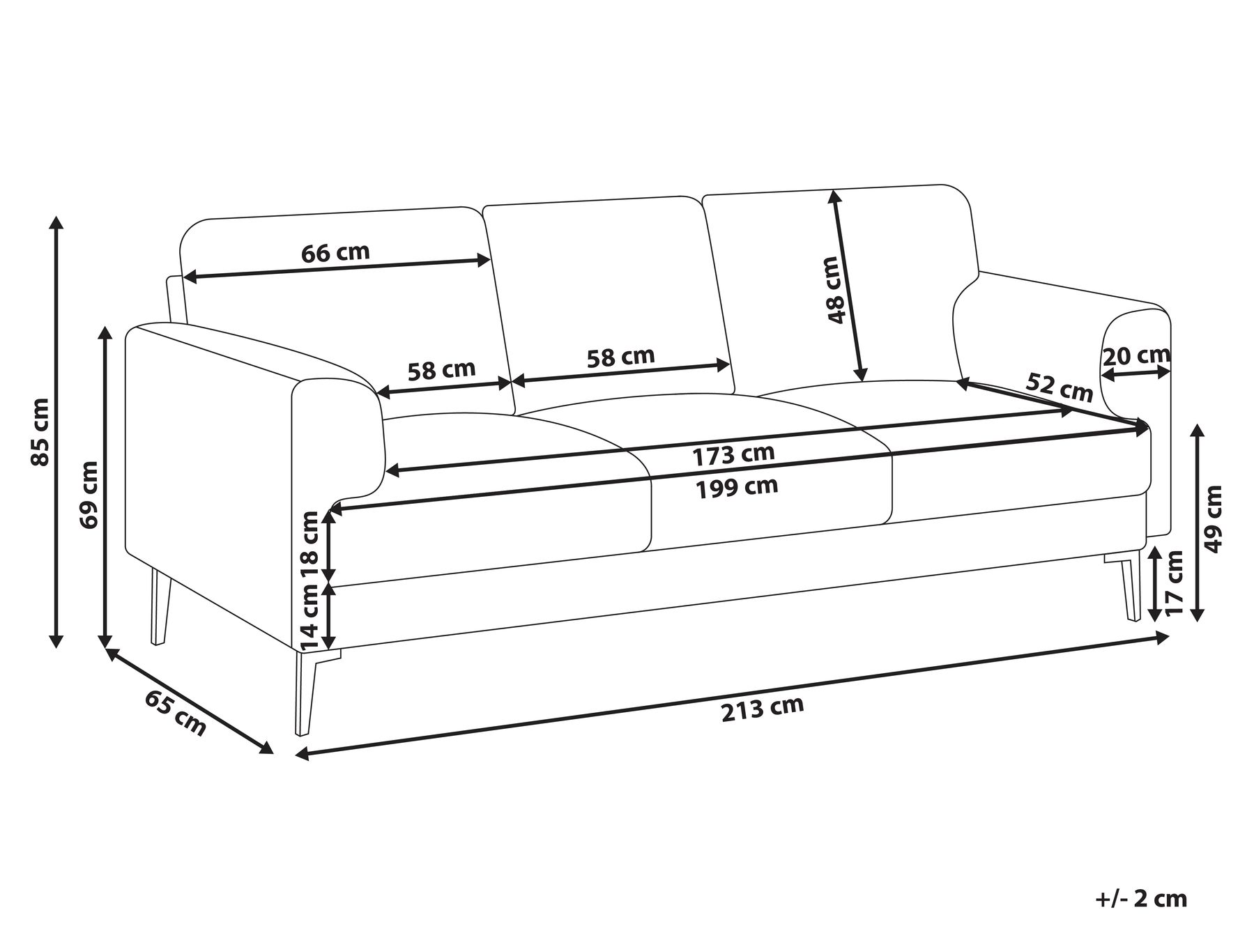 Sofa 3-Sitzer LOUSTO Stoff Hellbeige_1043893