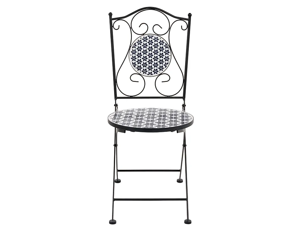 Bistro Set SIROLO Metall Weiß / Blau_1155678