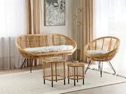 Lounge Set mit Tisch 3-Sitzer MARATEA/CESENATICO Rattan Naturfarben_878410