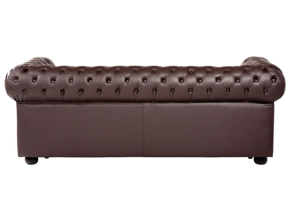 Living Room Set 4 Seater CHESTERFIELD Leather Brown_769451