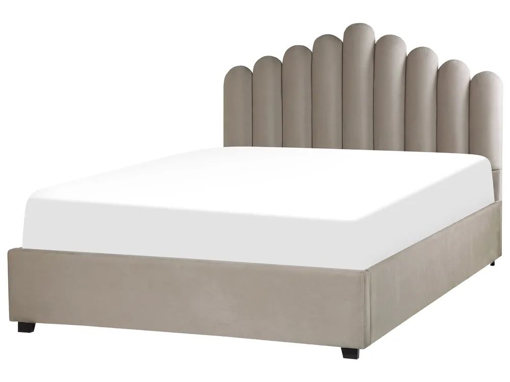 Krevet s prostorom za pohranu VINCENNES Samet Sivo-bež 160 x 200 cm_837311