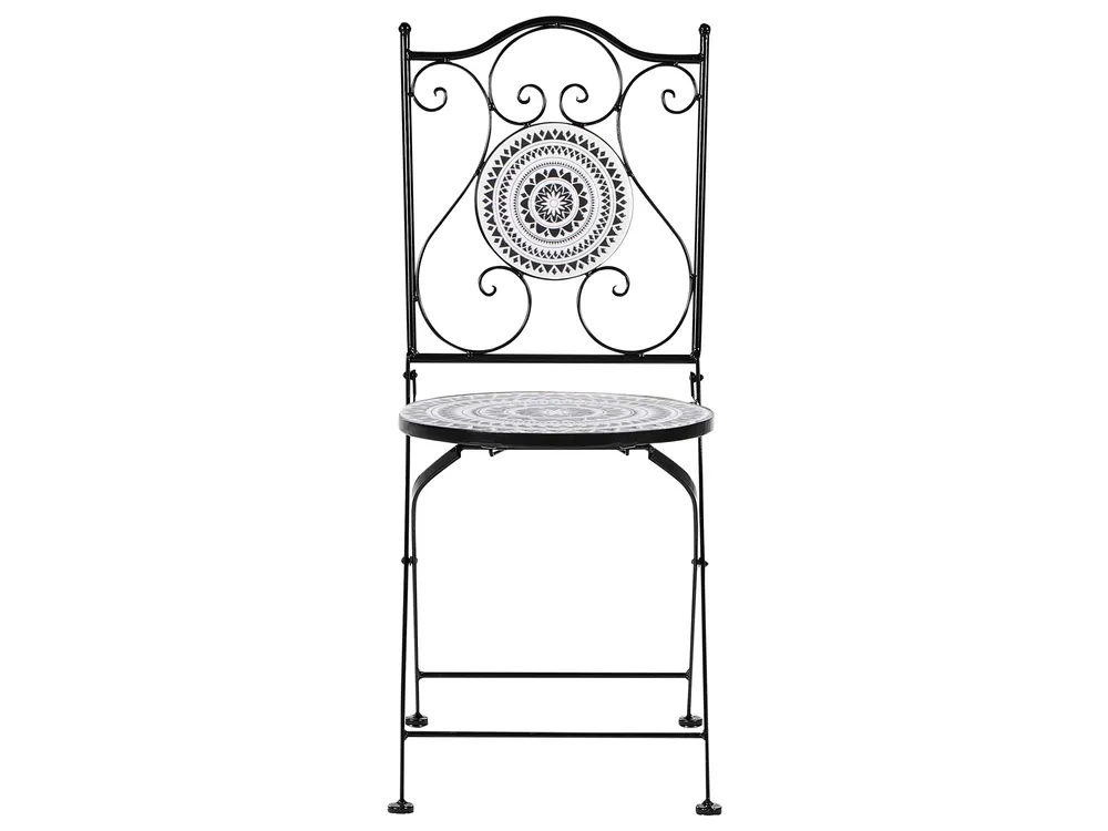 Bistro Set klappbar COMISO Metall Schwarz / Weiß_982146