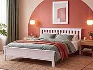 Bett mit Lattenrost Kiefernholz MAYENNE 180 x 200 cm Weiß_1151348