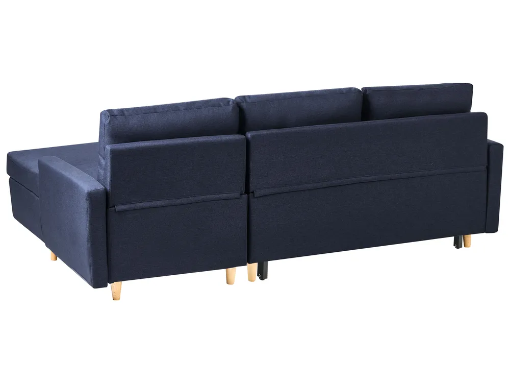 Eckschlafsofa 4-Sitzer FLAKK mit Stauraum Stoff Marineblau linksseitig_745780