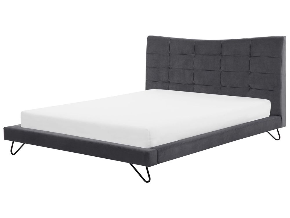 Krevet Samet LANNION 180 x 200 cm Tamnosivi