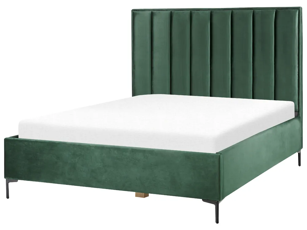 Bett mit Stauraum SEZANNE Samtstoff Dunkelgrün 160 x 200 cm_892450