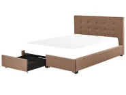 Bed with Storage Drawers LA ROCHELLE Fabric Brown 180 x 200 cm (EU Super King)_833020