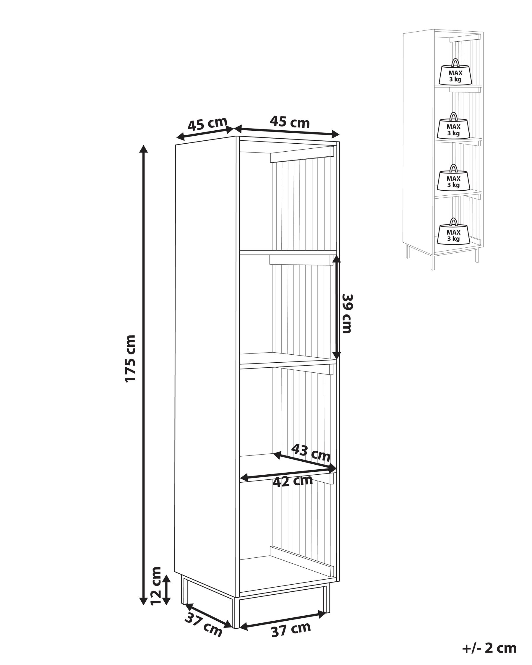 Regal mit 4 Ebenen LEANDRO 175 cm Hellbraun_1002402