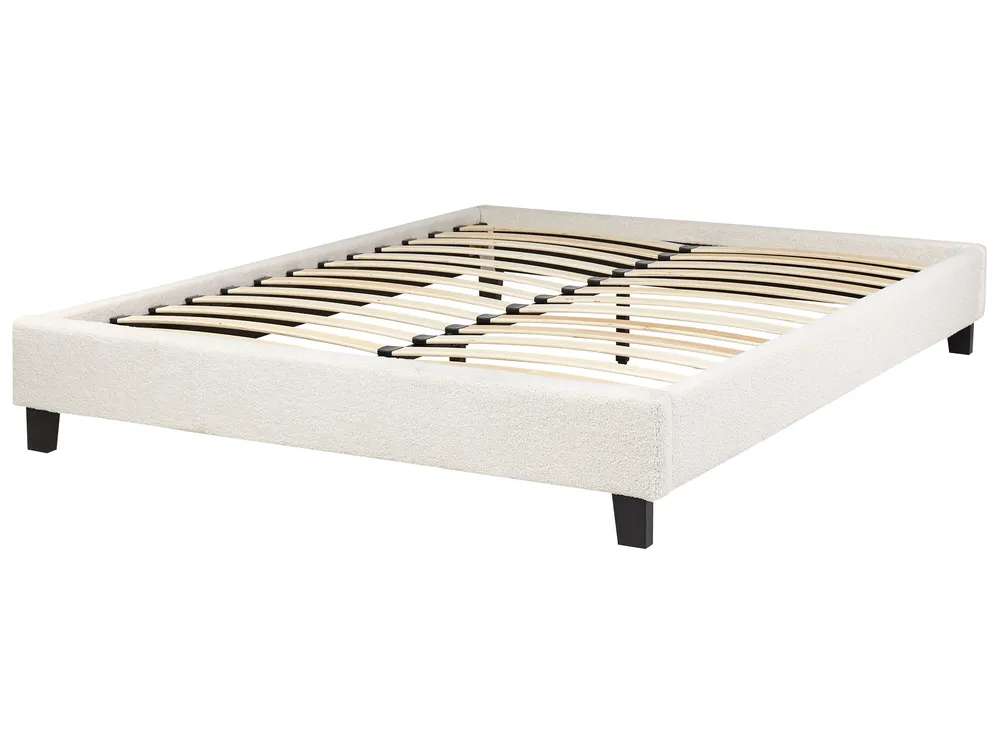 Lit sans tête de lit Bouclé ROANNE 140 x 200 cm Beige clair_903079