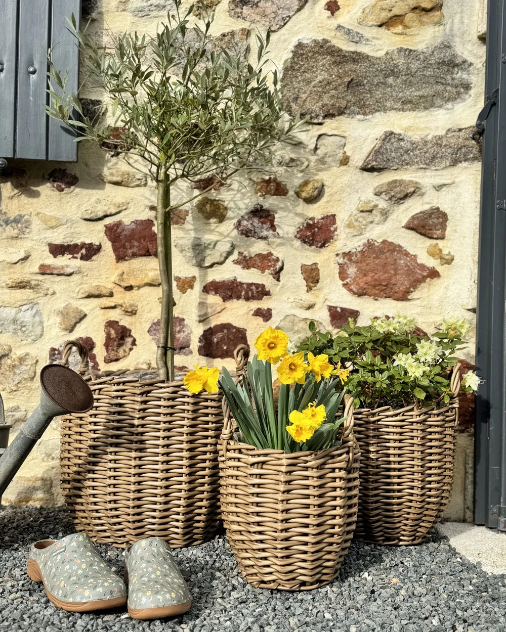 Blumenkorb 3er Set AUCUBA 26/34/44 cm Hellbraun