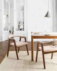 Esszimmerstuhl 2er Set ONECO Holz Braun / Hellbeige_1014064