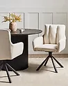 Esszimmerstuhl 2er Set drehbar SARDOAL Stoff Hellbeige