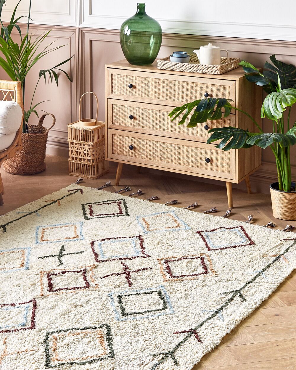 Rug CORUM Beige 140 x 200 cm Cotton