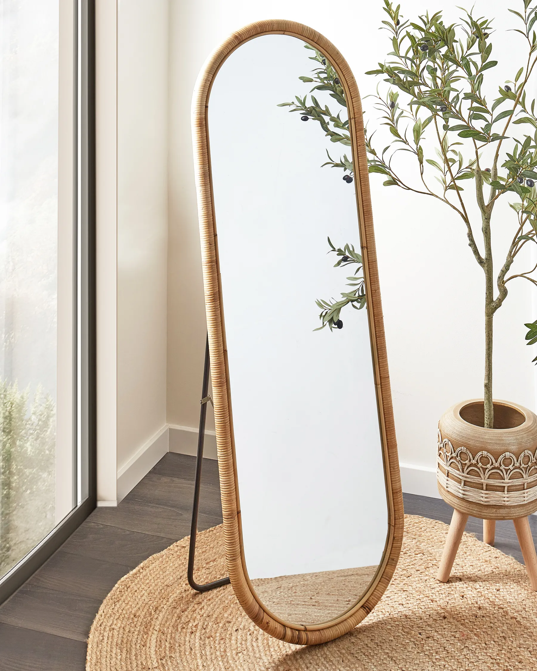 Standing Mirror MONTOT 150 cm Rattan Natural_938853