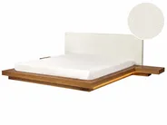 Bett mit LED Bouclé ZEN 180 x 200 cm LED Naturfarbene Esche_931238