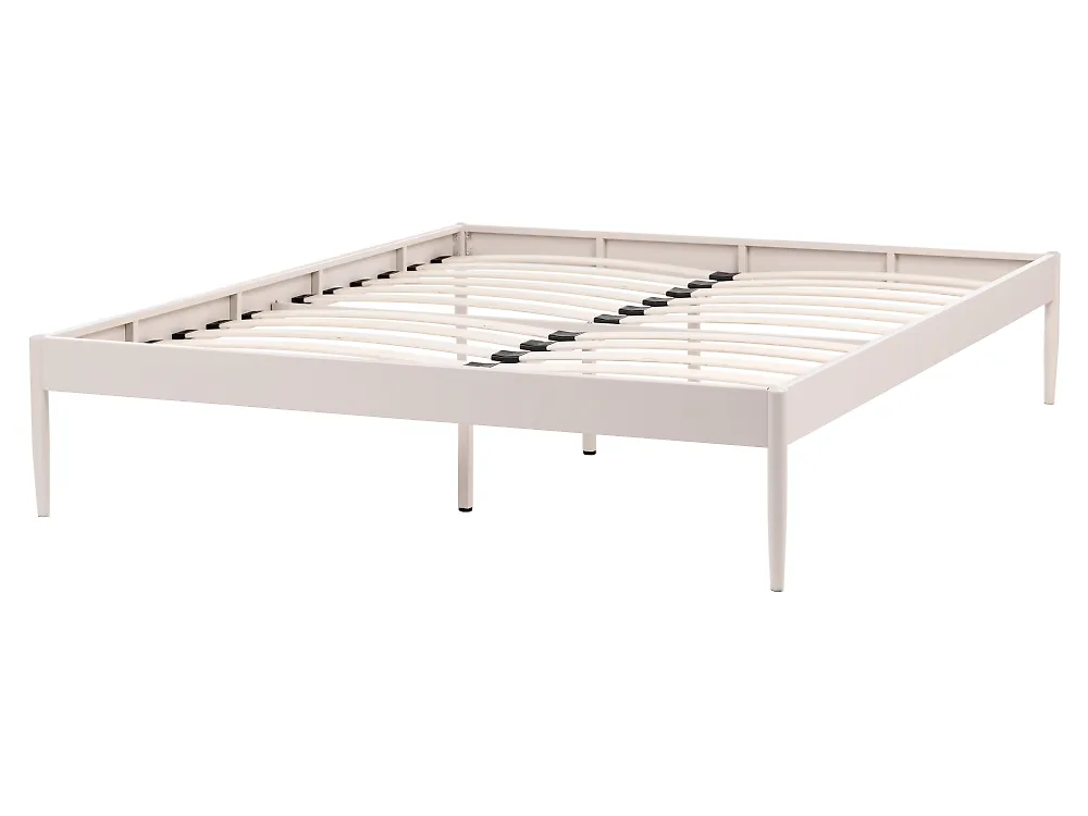 Bett mit Lattenrost Metall VAURS 160 x 200 cm Hellbeige_1165421