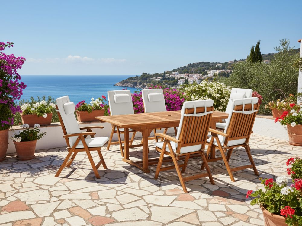 Set of 6 Back/Seat Cushions JAVA/AMANTEA PREMIUM 50 x 71 cm Off-White