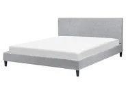 Bett mit LED Stoff FITOU 160 x 200 cm Hellgrau_772101
