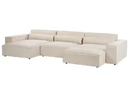 Modul Ecksofa 4-Sitzer HELLNAR mit Ottomane Samtstoff Hellbeige rechtsseitig_911150