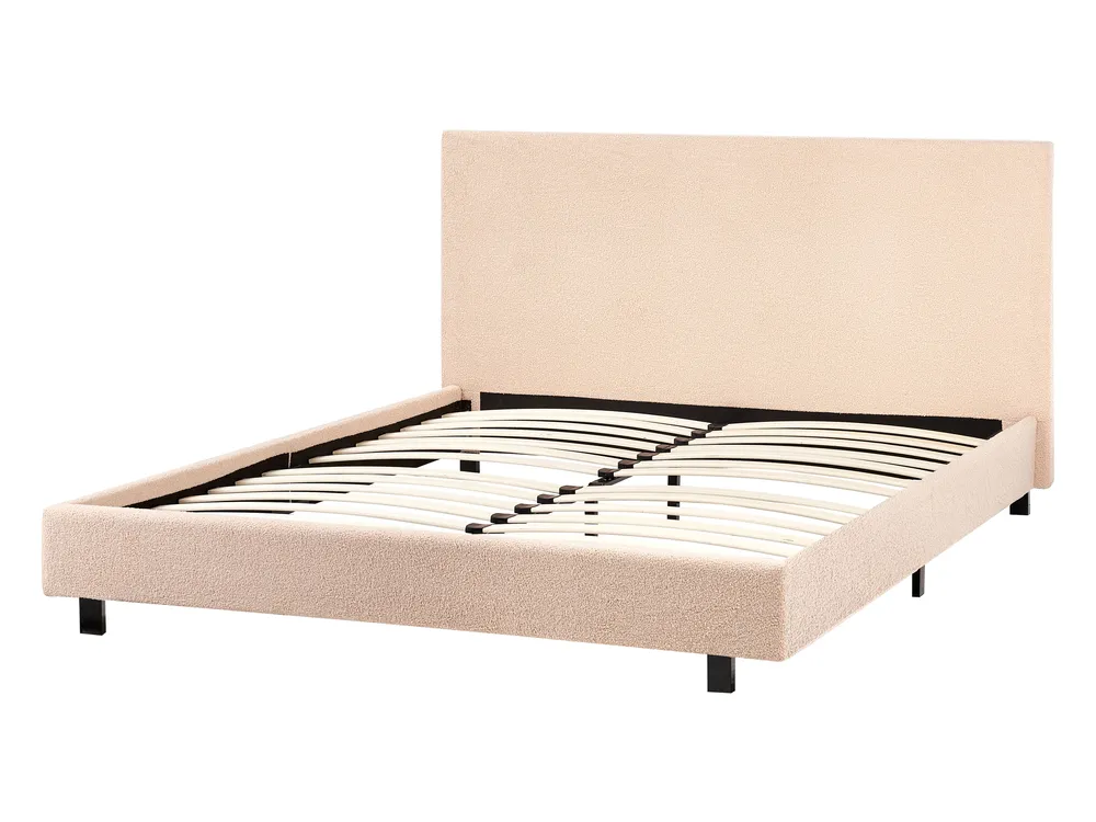Bett mit Lattenrost Bouclé ALBI 140 x 200 cm Beige_964374