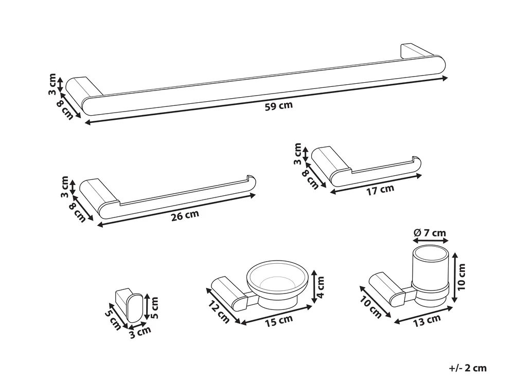 Badezimmerhalter Set 6-teilig PARACAS mit Handtuchstangen und -haken Silber_989893