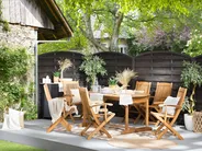 Gartenmöbel Set 6-Sitzer MAUI mit Schirm (12 Optionen) Akazienholz Hellbraun_863893