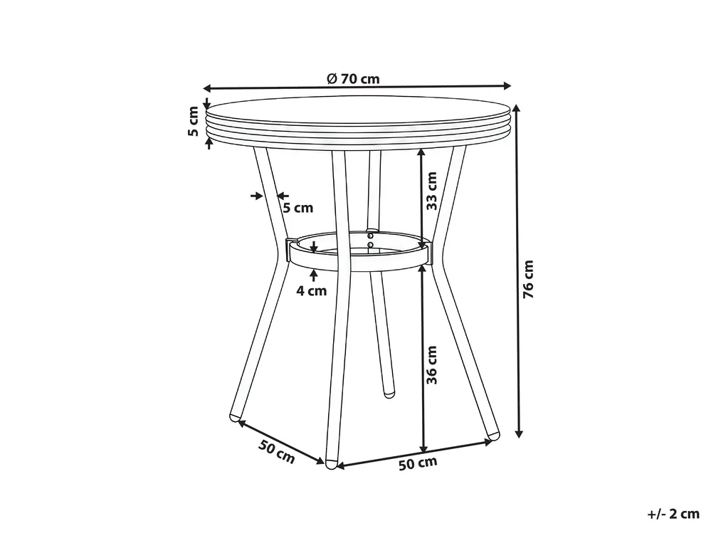 Outdoor Bistrotisch RIFREDDO 70 cm 70 cm Sicherheitsglas Grau_1062335