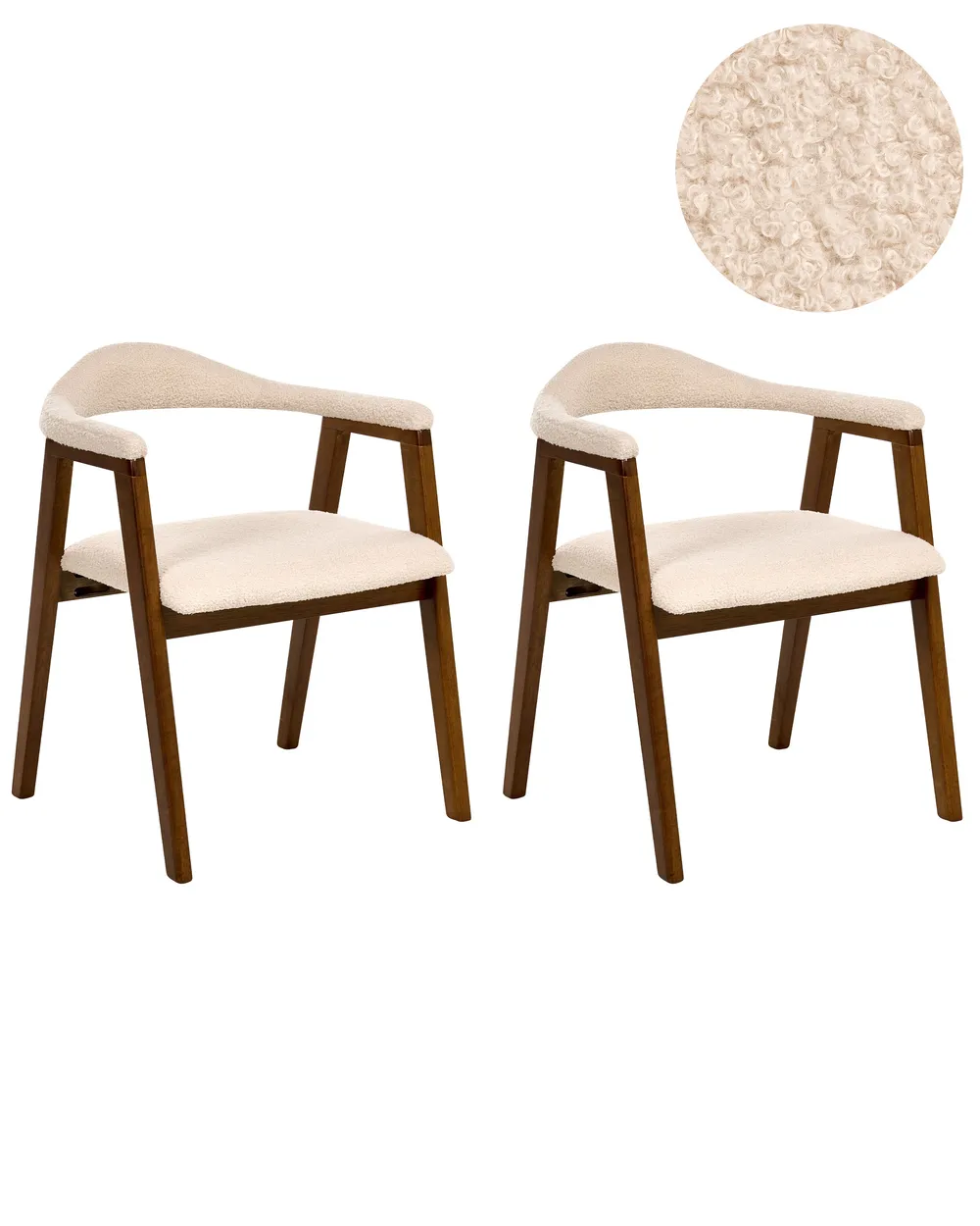 Esszimmerstuhl 2er Set ONECO Holz Braun / Hellbeige