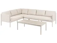 Garten Ecksofa mit Tisch 5-Sitzer TONARA Metall Hellbeige rechtsseitig_1125122
