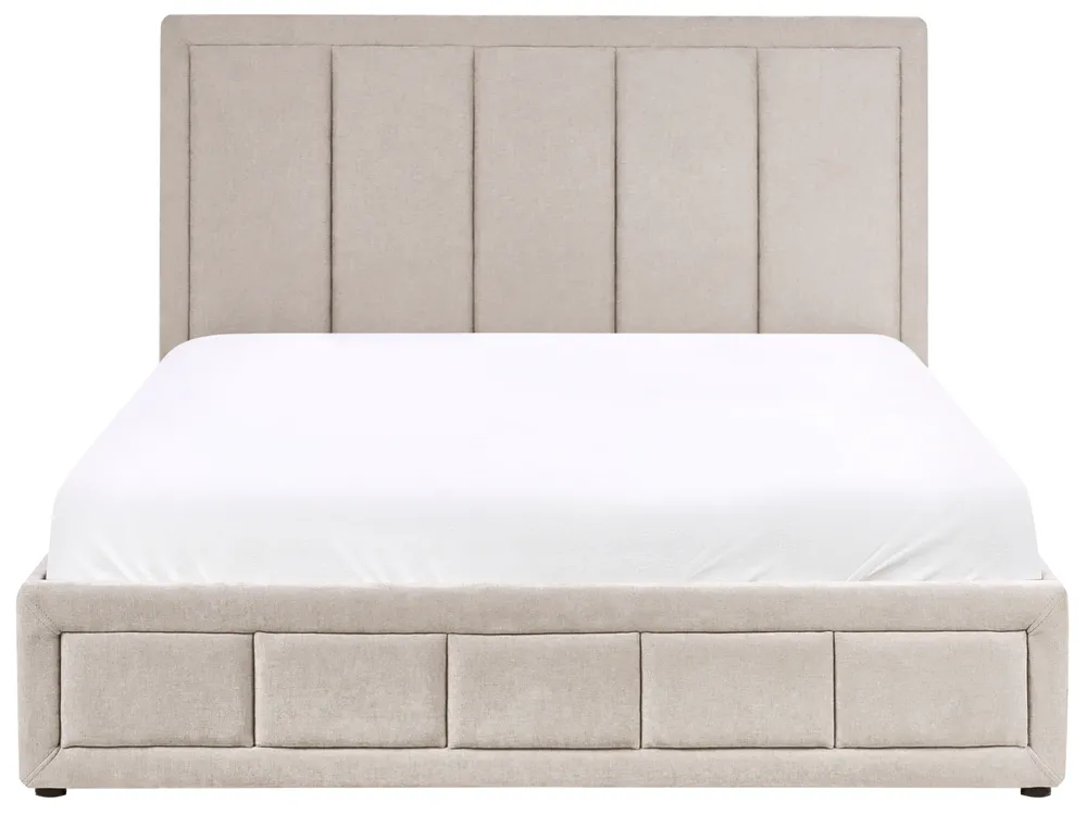 Lit ottoman QUIBERON Tissu chenille Taupe 160 x 200 cm_1023242