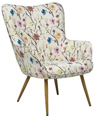 Wingback Chair VEJLE with Footstool Fabric Light Beige_774016