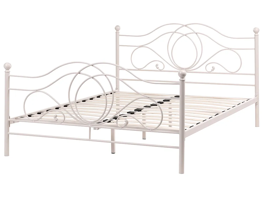 Bett mit Lattenrost Metall LYRA 160 x 200 cm Hellbeige_1162029