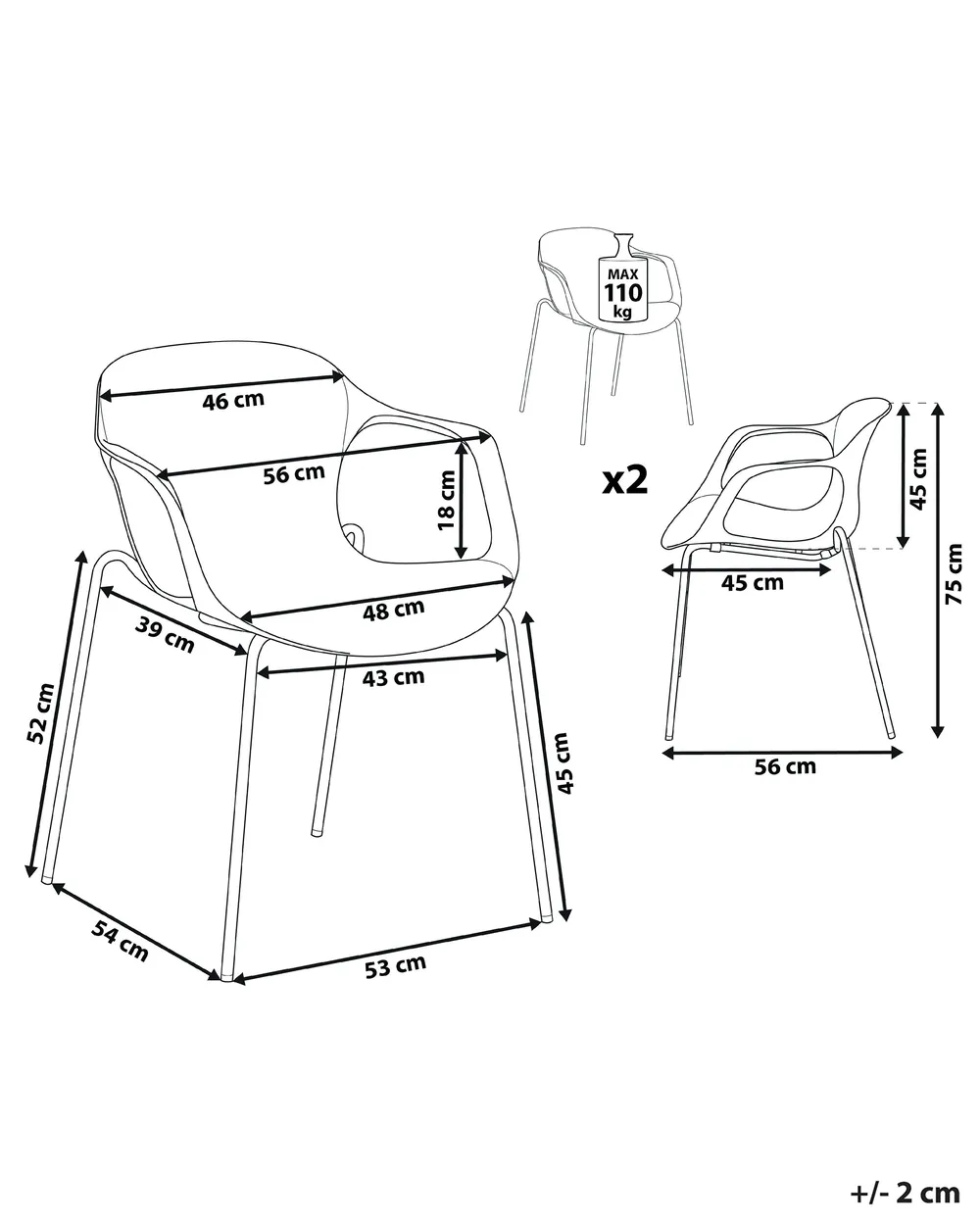Set of 2 Dining Chairs ELBERT Light Grey_802980