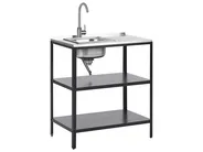 Outdoor-Küche 3er Set mit Spüle VILAMA Schwarz Metall_872492