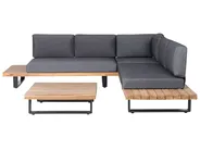Garten Ecksofa mit Tisch 5-Sitzer MYKONOS zertifiziertes Akazienholz Dunkelgrau rechtsseitig_737840