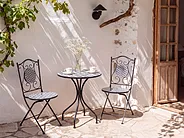 Bistro Set SIROLO Metall Weiß / Blau_1155669