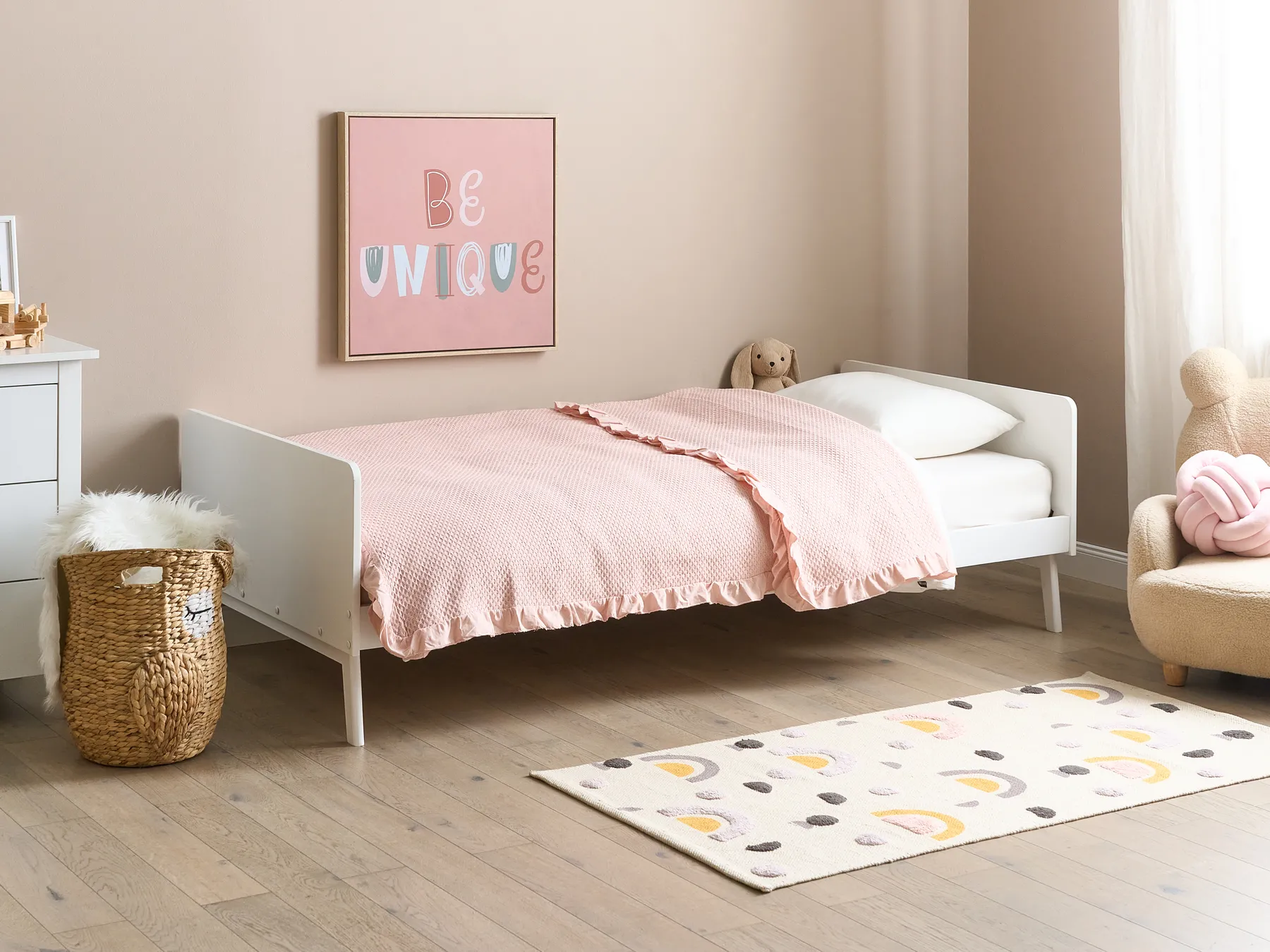 Bett mit Lattenrost Kiefernholz BONNAC 90 x 200 cm Weiß_911538
