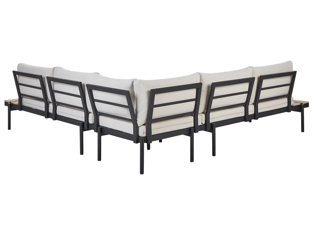 Garden Corner Sofa with Table 5 Seater BELLARIVA Eucalyptus Wood Off-White_933661