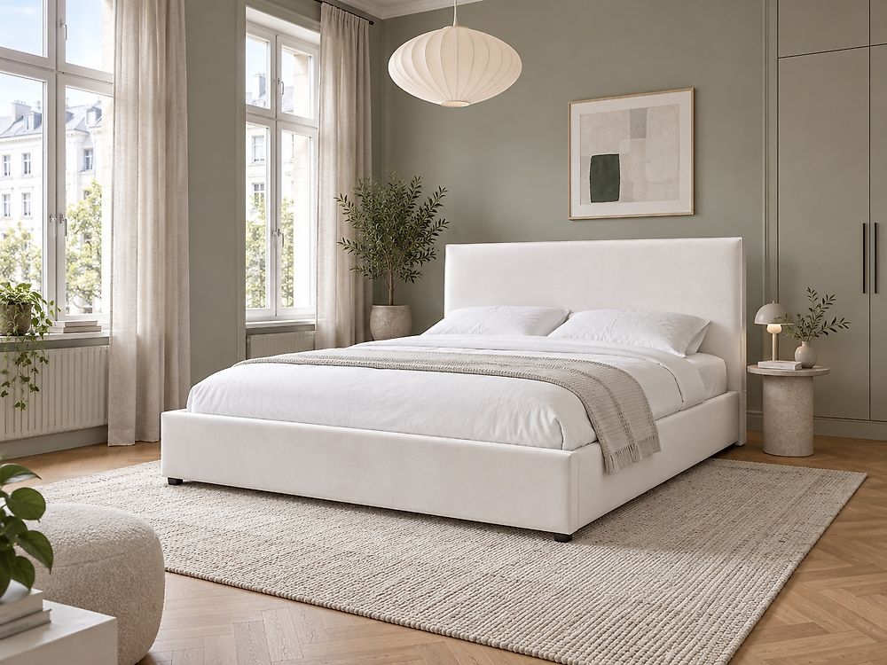 Bed Velvet LAVAUR 180 x 200 cm (EU Super King) Off-White