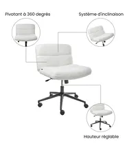 Chaise de bureau CATLIN Bouclé Blanc_1074401