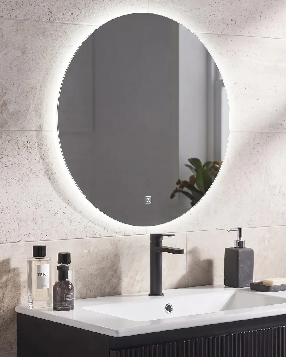 LED-Badezimmer-Spiegel CALLAC 60 cm 60 cm Silber