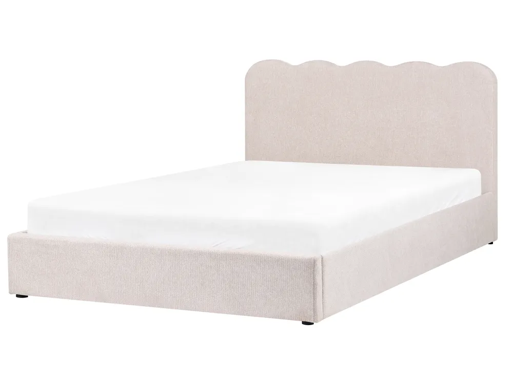 Bett mit Stauraum NANTERRE Stoff Hellbeige 160 x 200 cm_1084497