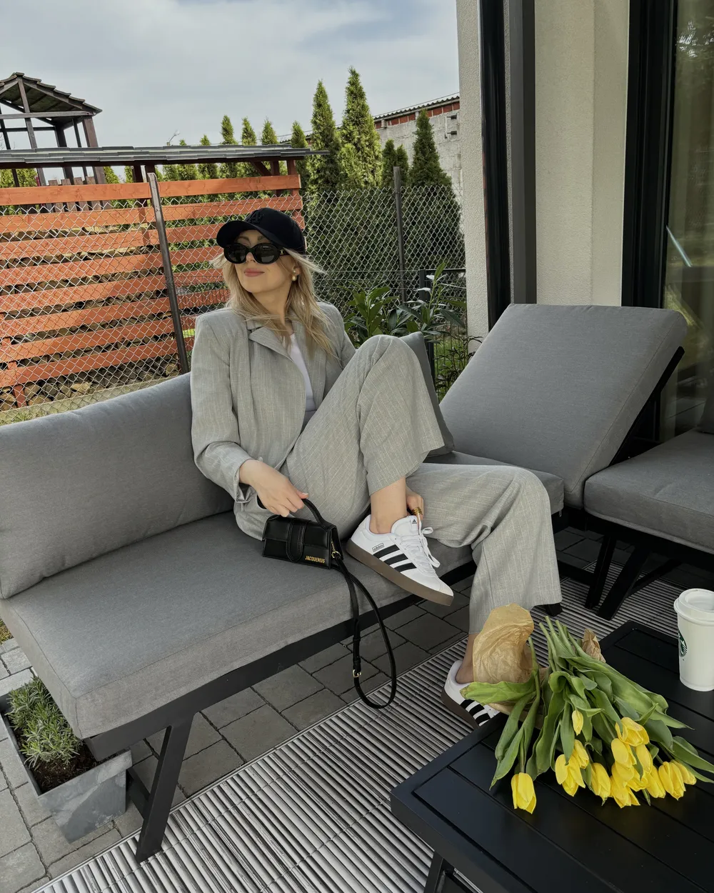 Garten Ecksofa mit Tisch 5-Sitzer COCCORINO Metall Grau_922951