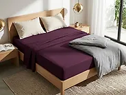 Fitted Sheet JANBU 140 x 200 cm Cotton Burgundy_1182323