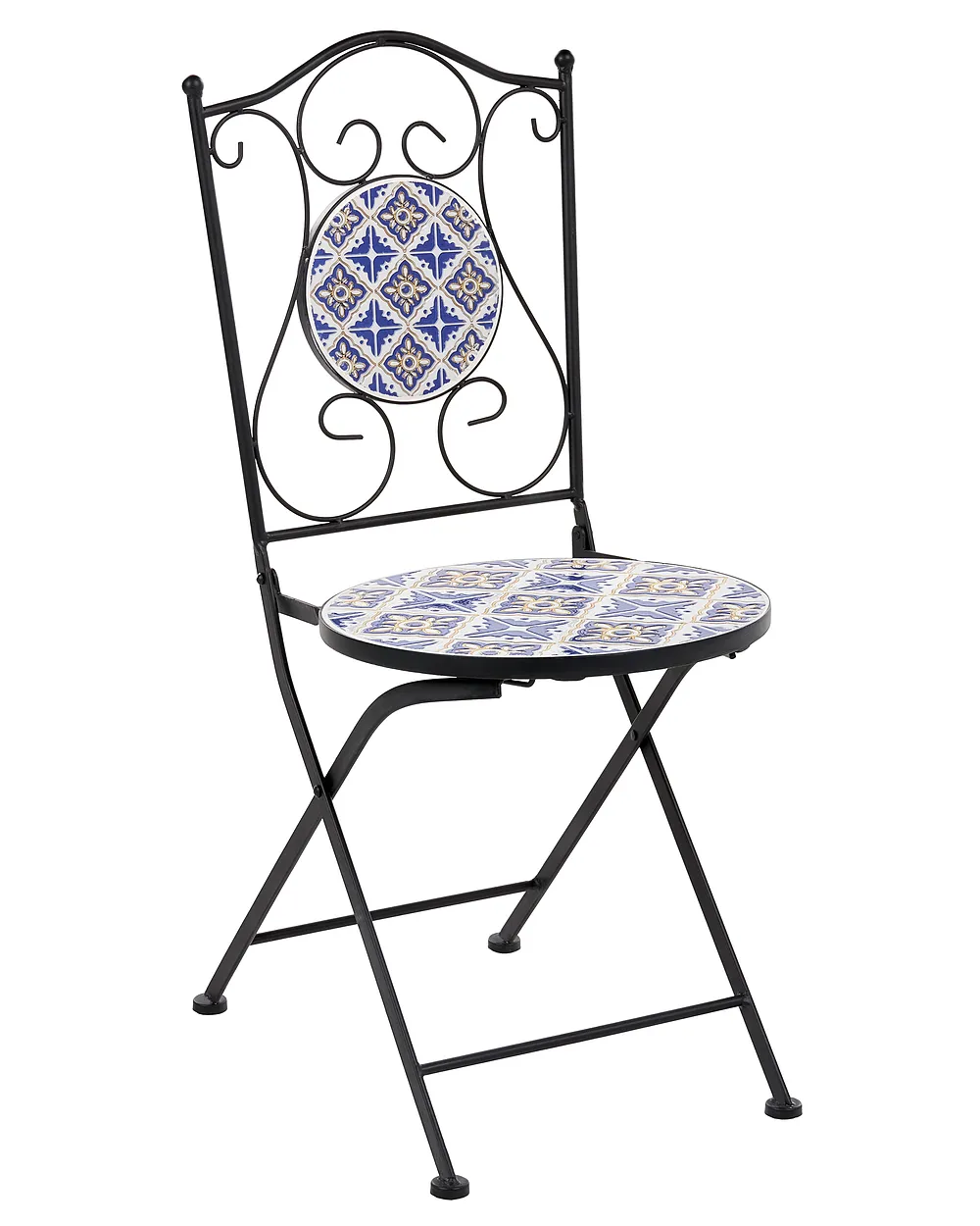 Gartenstuhl 2er Set SIPONTO klappbar Metall Weiß / Blau_1155767