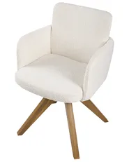 Set of 2 Dining Chairs Swivel EVELYN Boucle Off-White_1038008